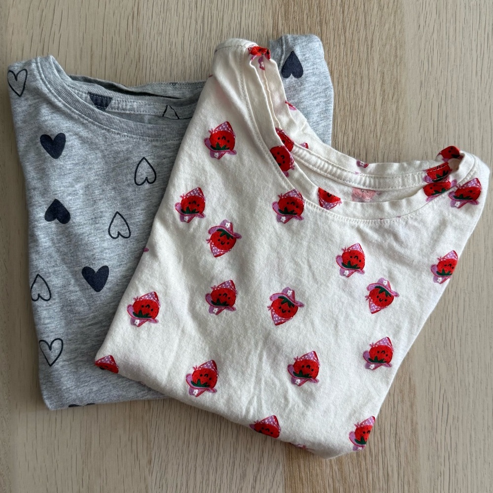 Strawberry and Heart Print Kids Shirts